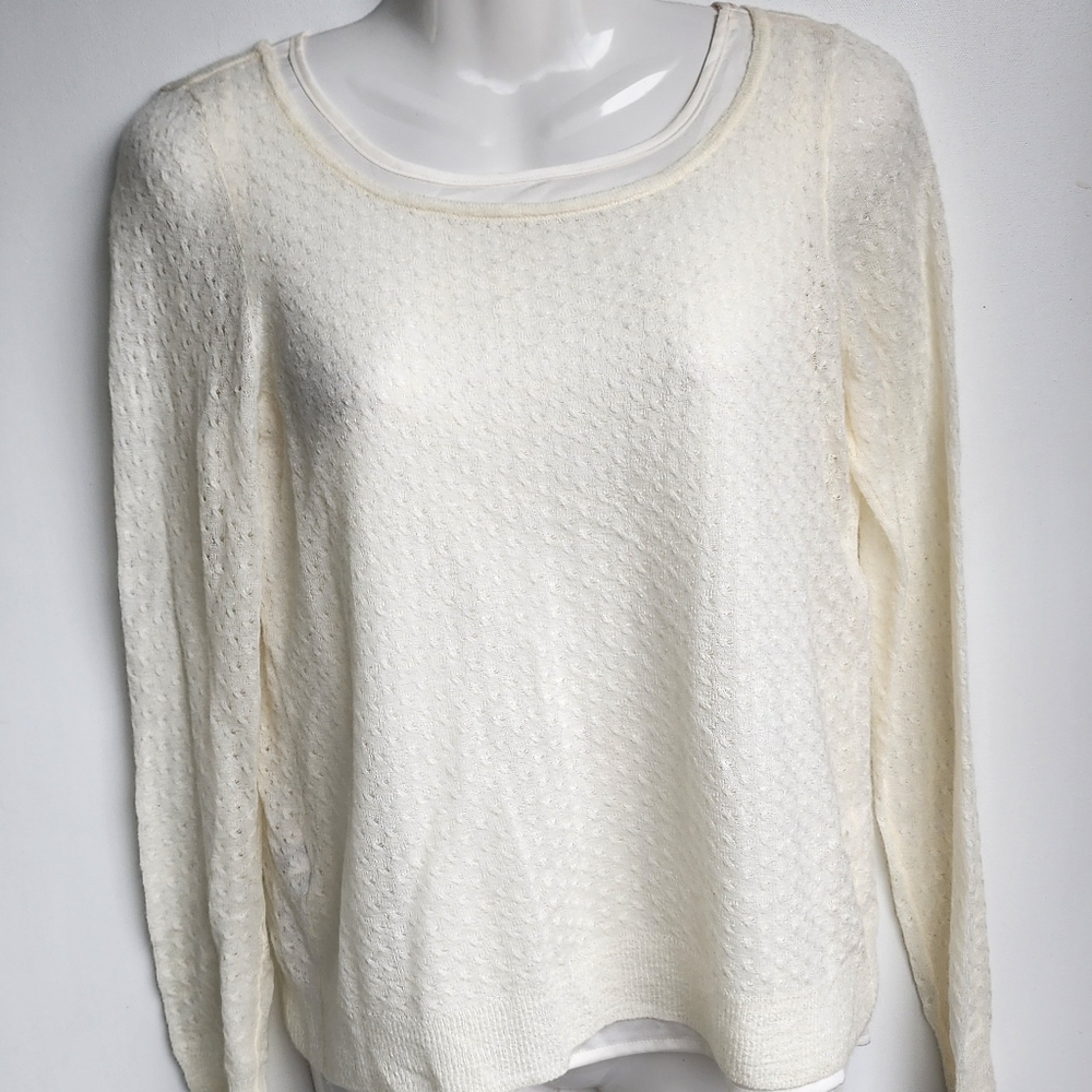 Ann Taylor Cream Beige Long Sleeve Top Size Petite XS